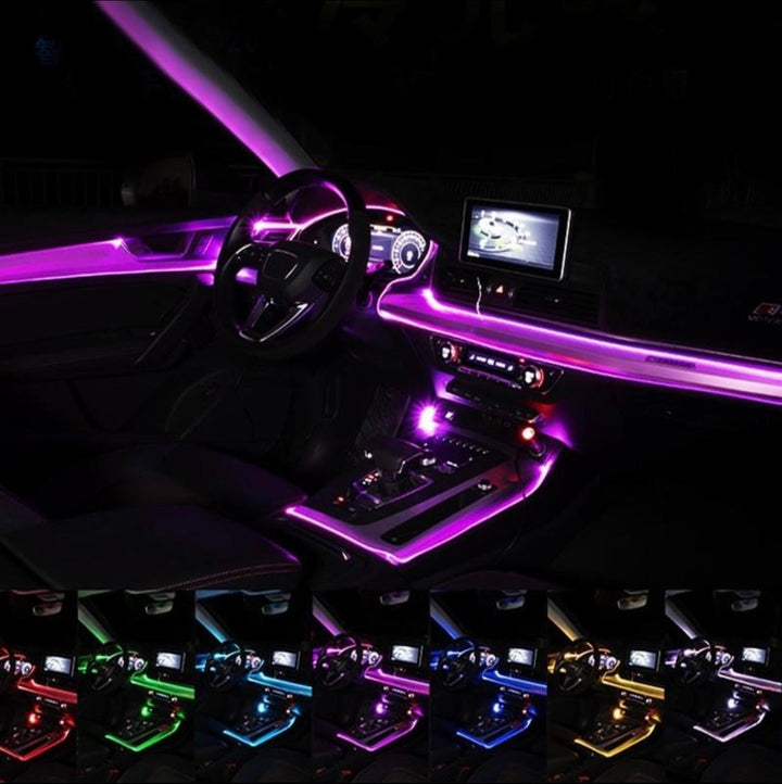 Kit 5 Benzi LED Lumini Ambientale auto RGB, Control din Aplicatie Telefon, 6 M - Taggo.ro