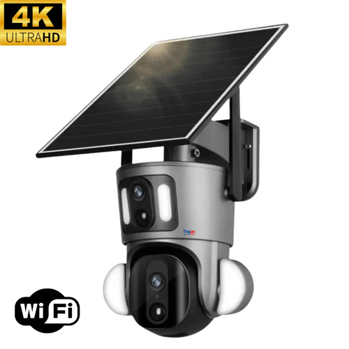 Camera Supraveghere WIFI 4K Ultra HD, Dual Camera 4MP+4MP, Incarcare Solara, Rotire Din Aplicatie, Rezistenta La Apa IP 66