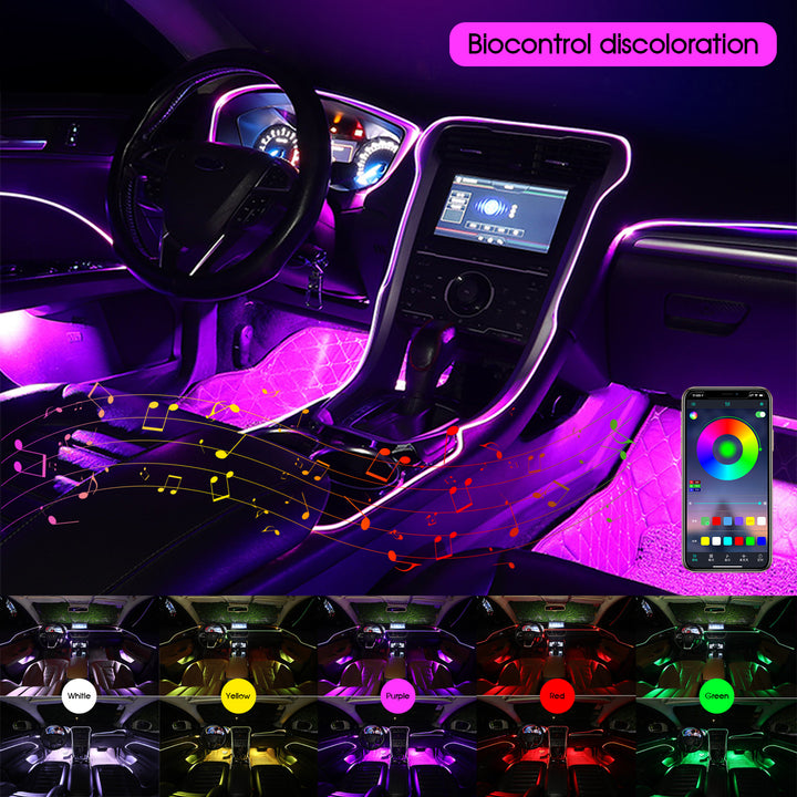Benzi RGB Led Ambientale Auto RGB, Control din Aplicatie 6 M - Taggo - Taggo.ro