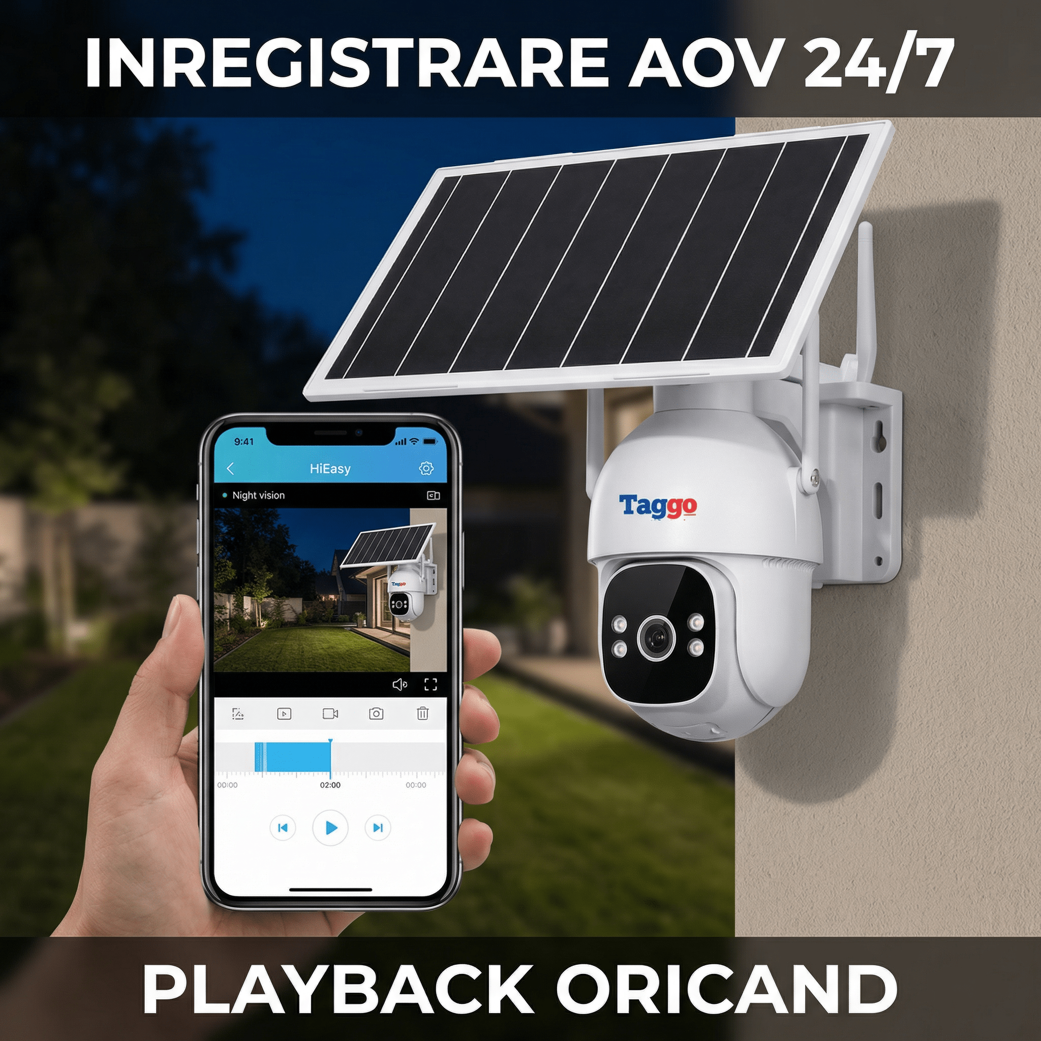 Camera TAGGO Pro S30, 4G/ eSIM, AOV, Viziune Full Color Noaptea, si Detectie AI 30m - 40M, 5MP, 24/7 - Taggo - Taggo.ro