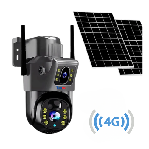 Camera Supraveghere 4G 4K Ultra HD, Dual Camera, Incarcare Solara Panou 20W, Rotire Din Aplicatie, Rezistenta La Apa IP 66