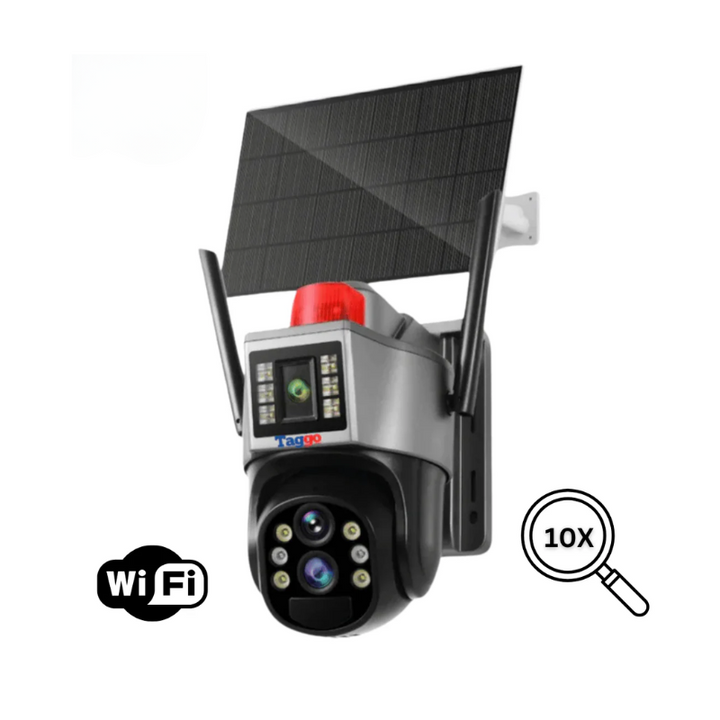 Camera de supraveghere cu panou solar 4K, conexiune WIFI, Zoom 10X, Control din aplicatie, Detectie umana, Urmarire automata, IP66 - Taggo.ro