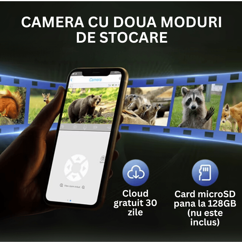 Camera supraveghere solară 4G Taggo cu GPS, 16MP foto, 4MP video, panou solar 4W și detectie mișcare, IP65.
