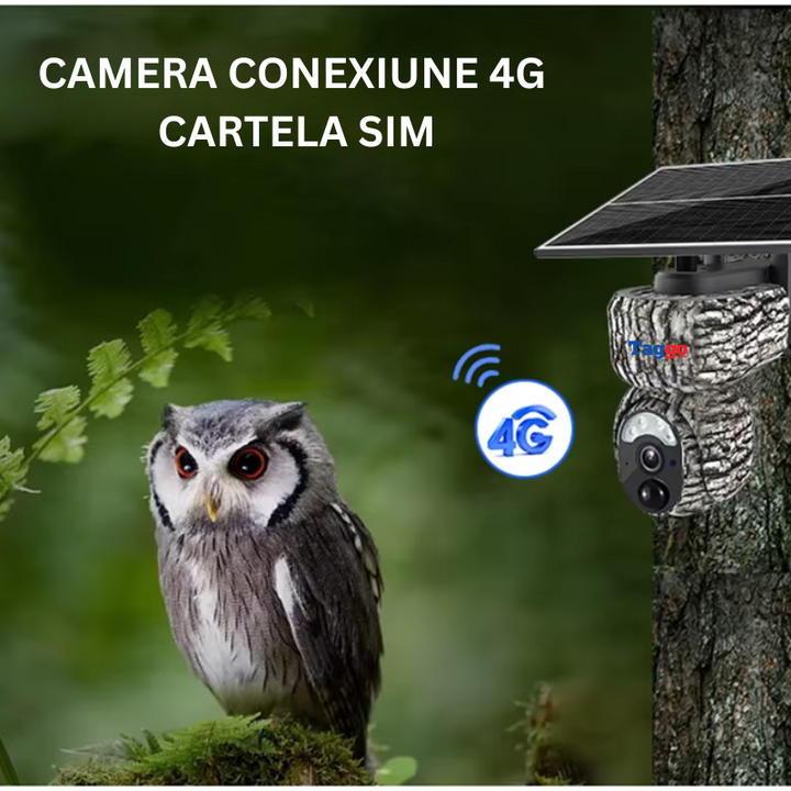 Camera de Vanatoare CamouflaGe 4MP, Conexiune 4G Cartela SIM, GPS, Detectie Animale, Alarma - Taggo.ro