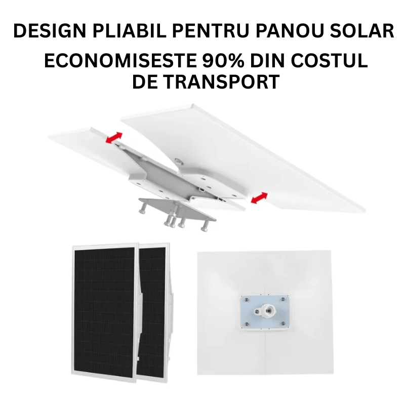 Camera de supraveghere cu panou solar Taggo.ro, 8MP, WiFi, zoom optic 20X și comunicare bidirecțională, imagine clară și modernă.