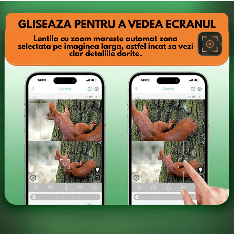 Camera de vânătoare Camouflage Taggo.ro, rezoluție 6MP, zoom 12X, conectivitate 4G, IP66, audio bidirecțional, control aplicație.