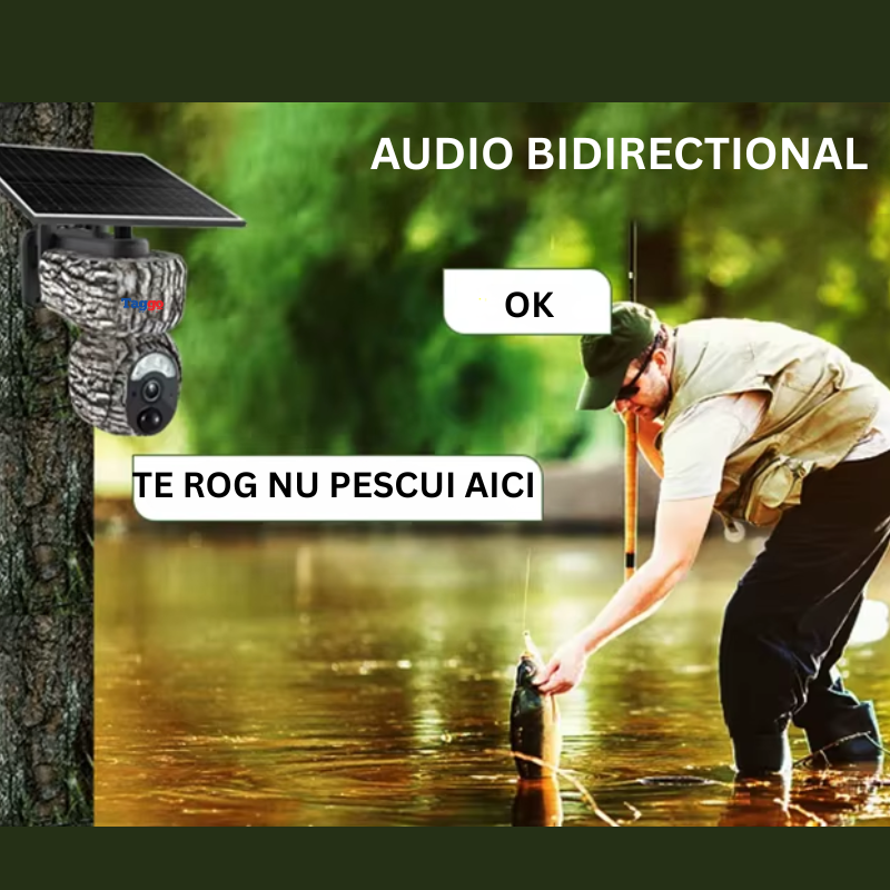 Camera de vânătoare Taggo 4MP cu conexiune 4G, GPS, detectare animale și alarmă, pentru supraveghere outdoor.