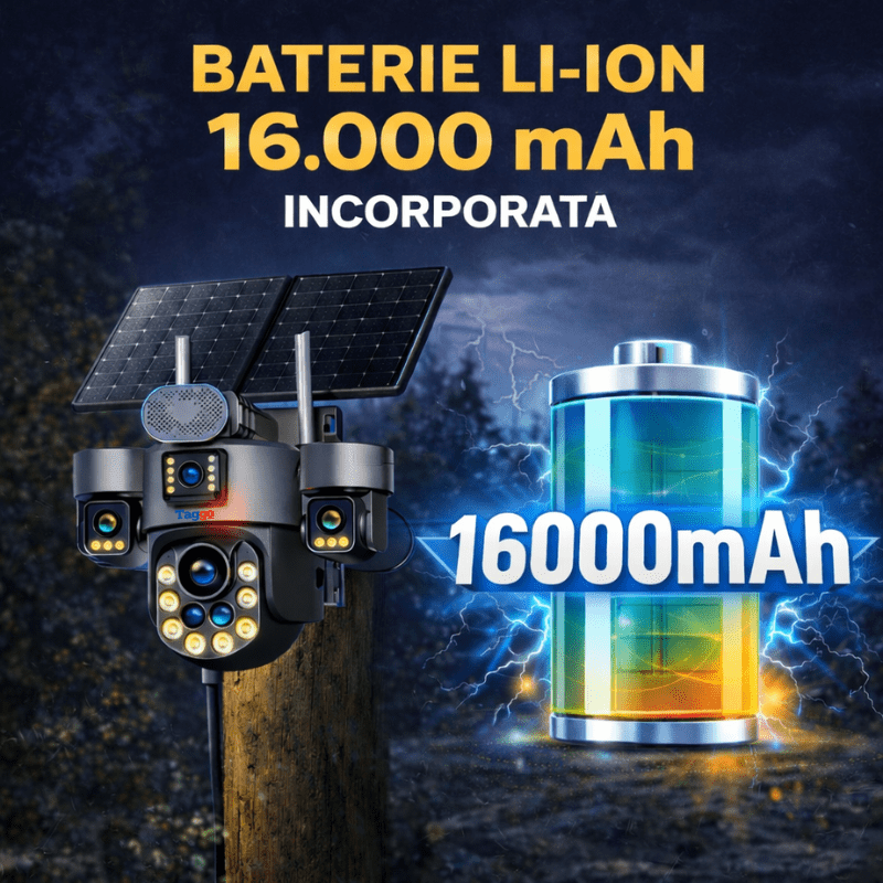 Camere Supraveghere, Panou Solar Dublu, 4K, 4G ZOOM OPTIC 99X,Vedere Full Color, Inregistarare AOV - Taggo.ro