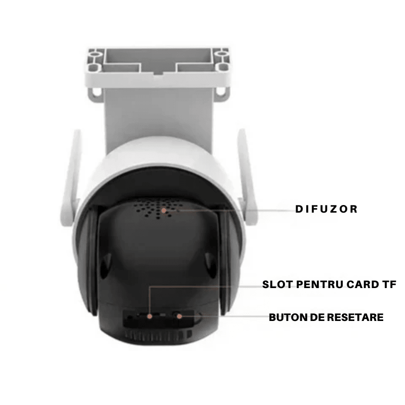 Camera de supraveghere WiFi VSTARCAM cu două lentile HD 6 MP, vedere nocturnă, IP66 și detectare mișcare.