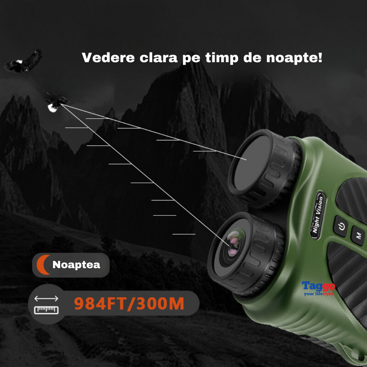 Binoclu Digital Profesional cu Night Vision de Vanatoare 4K, Zoom 10X, Ecran LCD, Acumulator, Verde - Taggo.ro