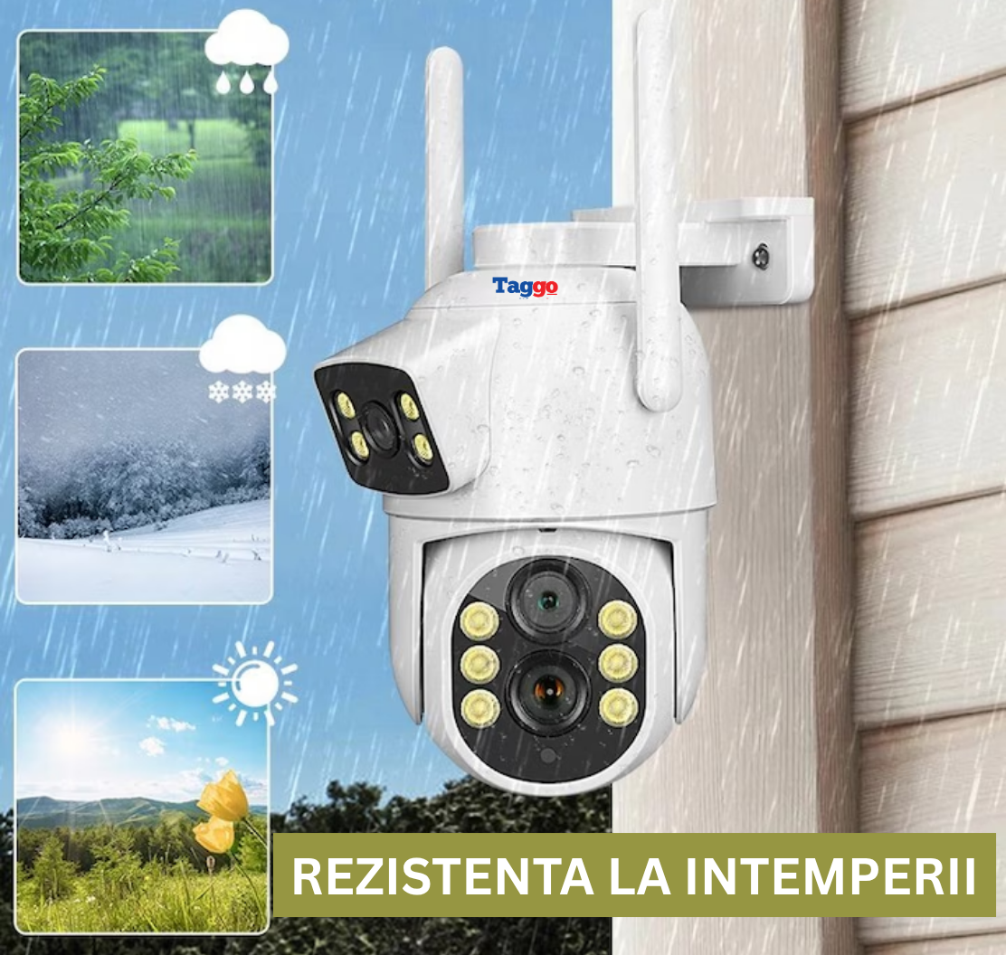 Camera Supraveghere WIFI, Rezolutie 6MP, Zoom 10x, 2 Lentile, Comunicare bidirectionala