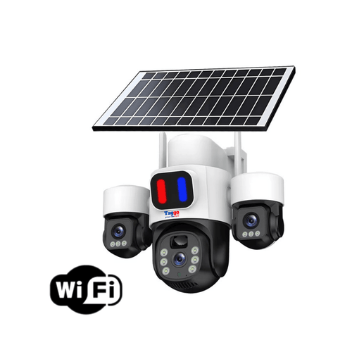 Camera Supraveghere WiFi, Solara, 3 Lentile, 12MP, Alb, Control din Aplicatie, Viziune Nocturna Color