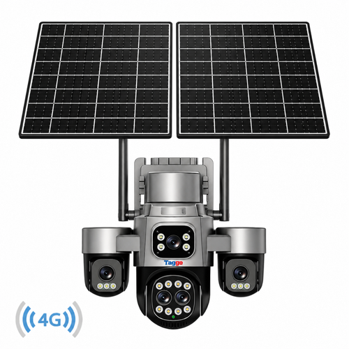 Camera de supraveghere 4G cu dublu panou solar 18X ZOOM, 20MP, 5 lentile, functie AOV, comunicare bidirectionala, detectie umana AI