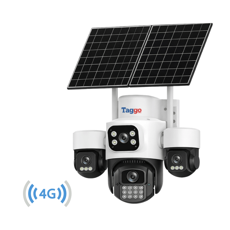 Camera Solara Cu 4 Lentile, 4G / eSIM, 16MP Vedere Nocturna Color, Detectie Miscare, Inregistrare AOV - Taggo.ro