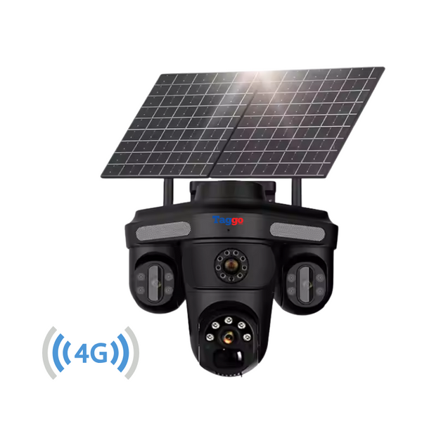 Camera de Supraveghere 12MP, Cartela SIM 4G, Monitor Panoramic, Control din Aplicatia Mobila, Panou Solar - Taggo.ro