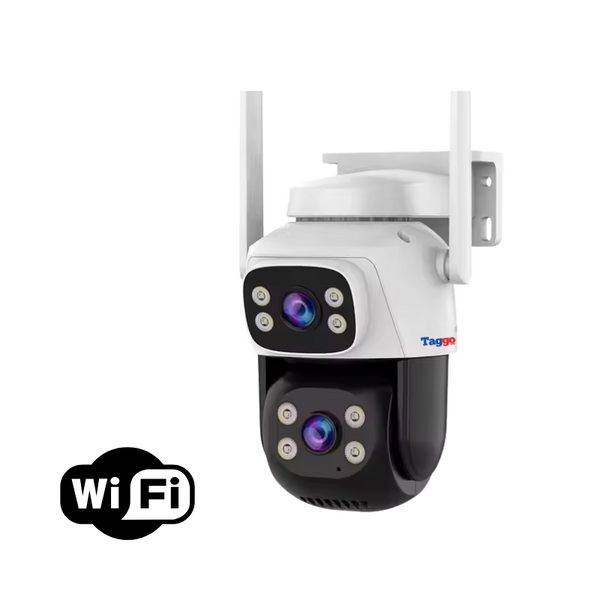 Camera de Supraveghere WiFi, Doua Lentile HD 6 MP,  Vedere Nocturna, IP66,  Audio Bidirectional, Detectie Miscare
