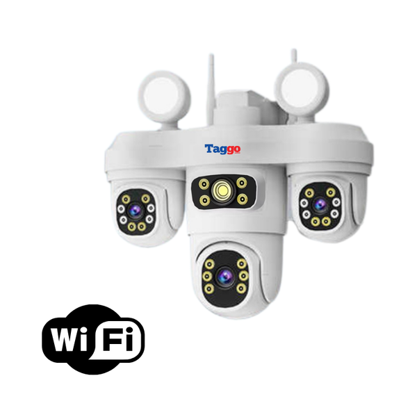 Camera Supraveghere WiFi cu 3 Lentile, 12MP, Viziune Color Noaptea, IP65, Audio Bidirectional, Urmarire Automata - Taggo.ro