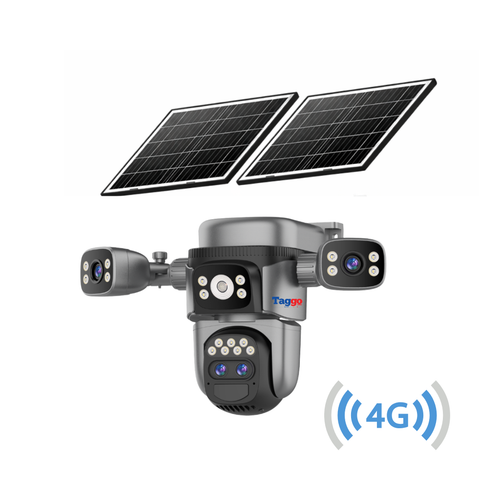 Camera de supraveghere 4G 12MP Crocodil AOV cu panou solar dublu, 4 lentile, zoom optic 10x, comunicare bidirectionala, senzor detectie PIR, viziune nocturna, rezistenta la apa