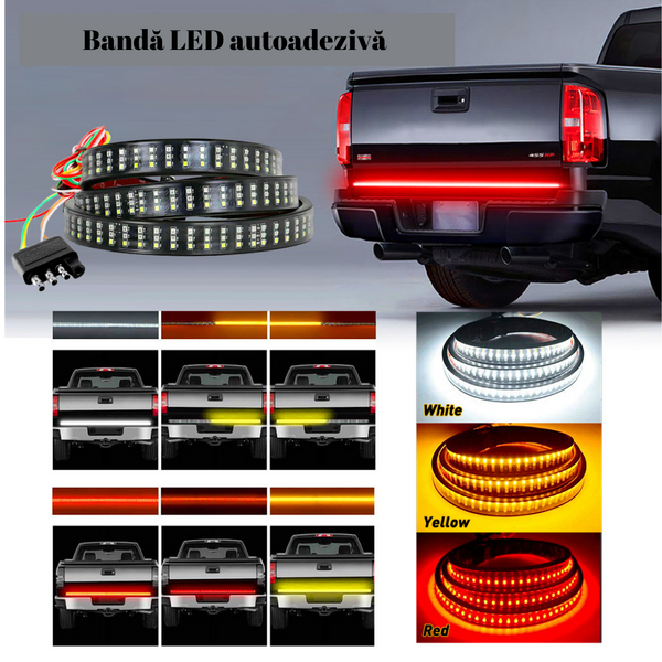 Banda LED autoadeziva rosu, galben,alb Iluminare 1.5M 12V pentru masina