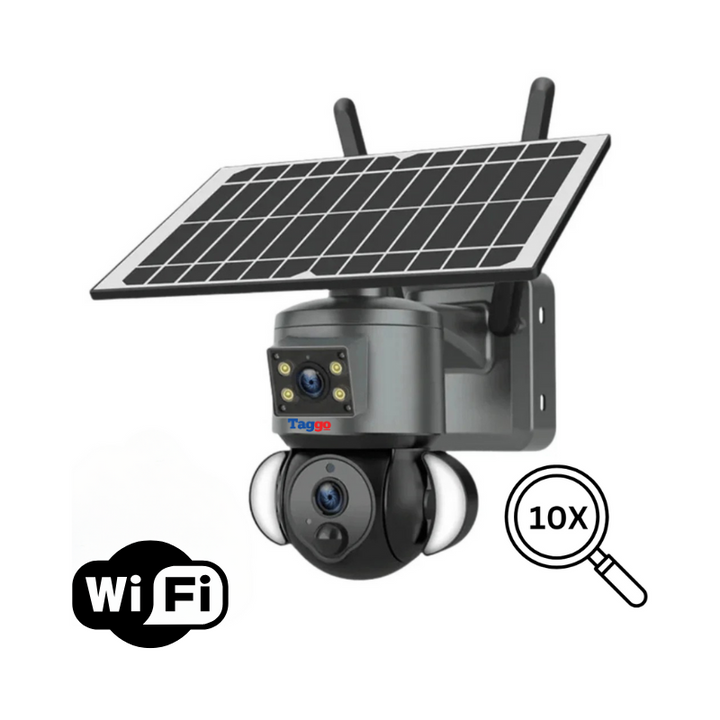 Camera Supraveghere WIFI 4K Ultra HD, Dual Camera 4MP+4MP, 10X ZOOM, Incarcare Solara, Rotire Din Aplicatie, Rezistenta La Apa IP 66 - Taggo.ro