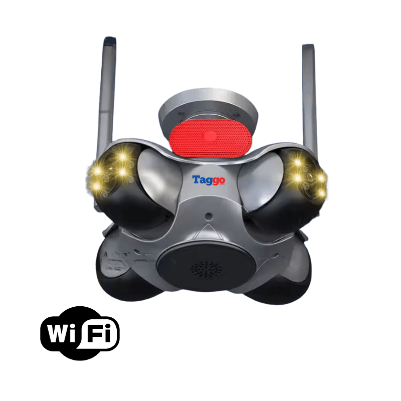 Camera de supraveghere WiFi 8K Taggo cu 4 lentile PTZ, detectie miscare, alarmă sonoră și comunicare bidirecțională, IP66
