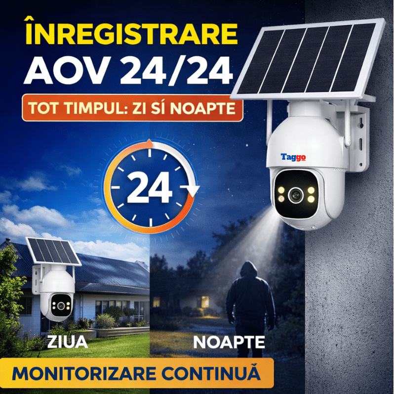 Camera de Supraveghere Solara Exterior 4G Cartela SIM 3 MP, 12X zoom, Full HD, Panou Solar 10W Rezistenta La Apa IP 66 - Taggo.ro