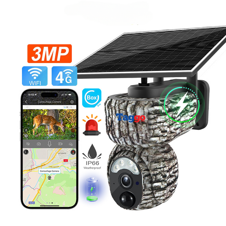 Camera de Vanatoare CamouflaGe 4MP, Conexiune 4G Cartela SIM, GPS, Detectie Animale, Alarma - Taggo.ro