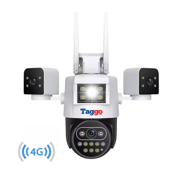 Camera de Supraveghere Taggo, Conexiune 4G, 6MP, ZOOM 10X, 3 lentile, Control din aplicatie, Rezistenta la apa