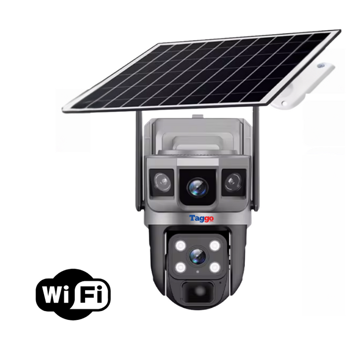 Camera de Supraveghere Solara WIFI, 2K, 3 Ecrane, Zoom 10X, Full HD, Panou Solar 10W Rezistenta La Apa IP 66 - Taggo.ro