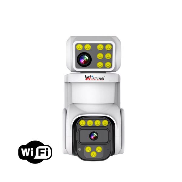 Camera de supraveghere WIFI 4K, 8MP, 2 lentile, Rezistenta la apa IP66, Control din aplicatie, Urmarire automata - Taggo.ro