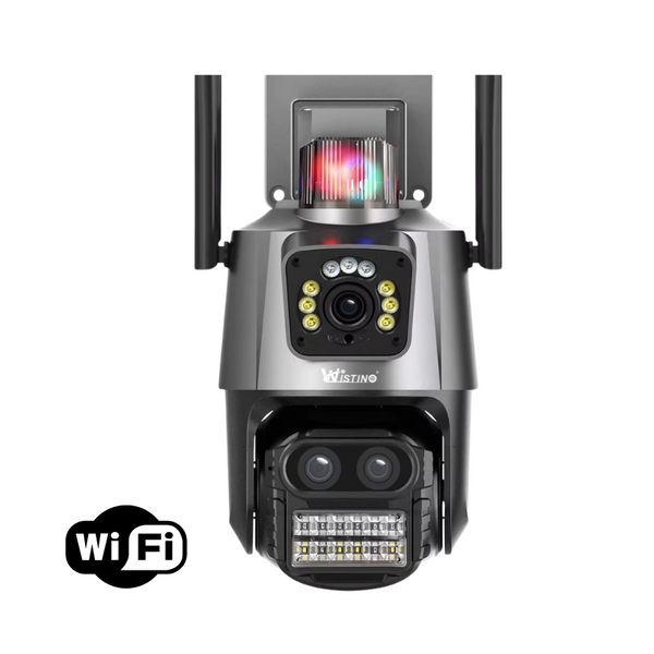 Camera de supraveghere WIFI 5K, 3 lentile, Zoom 8X, Control din aplicatie, Urmarire automata, Rezistenta la apa IP66
