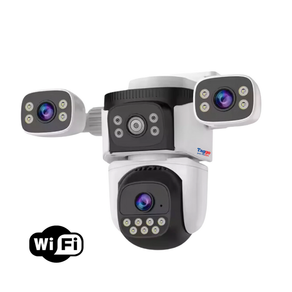 Camera de supraveghere WIFI 4K, 12MP, 3 lentile, Control din aplicatie, Comunicare bidirectionala, Urmarire automata, IP66 - Taggo.ro
