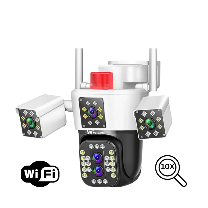 Camera de supraveghere WIFI 6K, 12MP, 4 lentile, ZOOM 10X,  Control din aplicatie, Comunicare bidirectionala, Urmarire automata, Multi lens - Taggo.ro