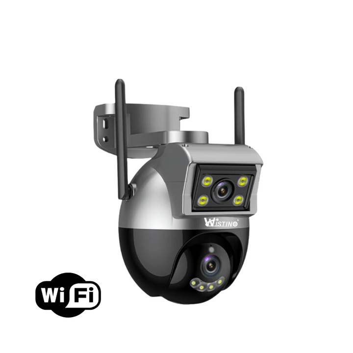 Camera de Supraveghere Exterior / Interior Dubla WIFI, 4MP, Ultra HD, Rotire, Leduri Lumina, Comunicare Bidirectionala, Senzor Miscare - Taggo.ro