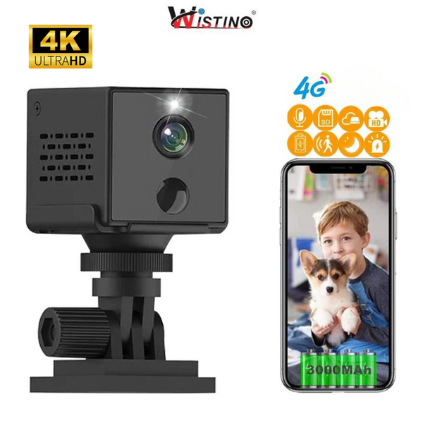Mini Camera de Supraveghere 4G 4K, Acumulatori inclusi, Detectie forma umana, Control din aplicatie