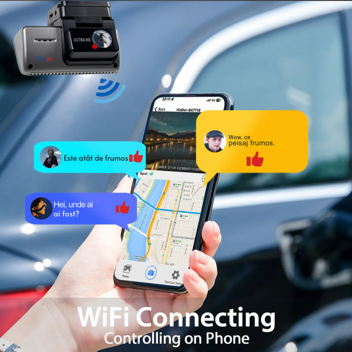 Camera Auto K26S 4K + camera spate 2.5K, WDR, WiFi si GPS integrat, 3,16" IPS, Senzor G - Taggo.ro
