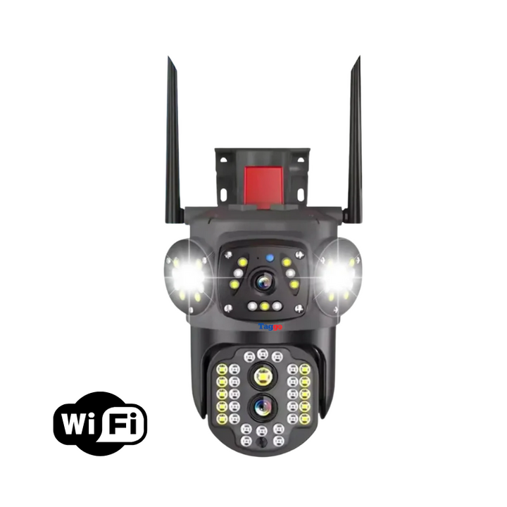 Camera de supraveghere WIFI, Zoom 10X, 3 Ecrane, Rezolutie 4K, Detectie umana, Urmarire automata, IP66 - Taggo.ro