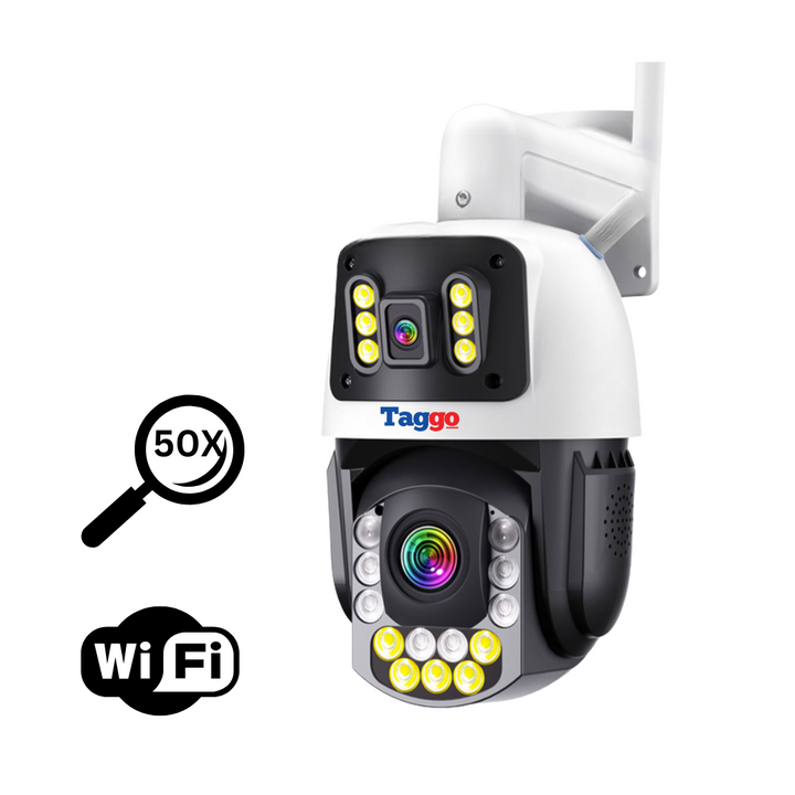 Camera Supraveghere cu Panou Solar si Conexiune WIFI, Rezolutie 4K 8MP, Zoom Optic 50X, PTZ Exterior, 24/7 - Taggo.ro