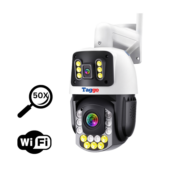 Camera Supraveghere, Conexiune WIFI 8MP, 4K ZOOM Optic 50X, Vedere color pe timp de noapte - Taggo.ro