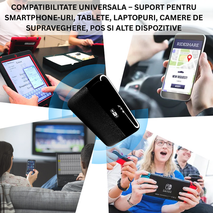 Router Portabil cu Cartela SIM 4G/5G, Wi-Fi 6, Hotspot Rapid si Baterie Integrata, Compatibil cu Android/IOS - Taggo.ro