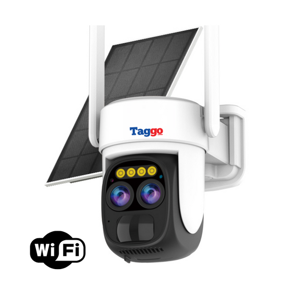 Camera de supraveghere WIFI cu incarcare solara 5W, SUPER 3K 6MP Dual Lens, 10X ZOOM, IP66, Control din aplicatie, Detectare miscare, Comunicare bidirectionala, - Taggo.ro