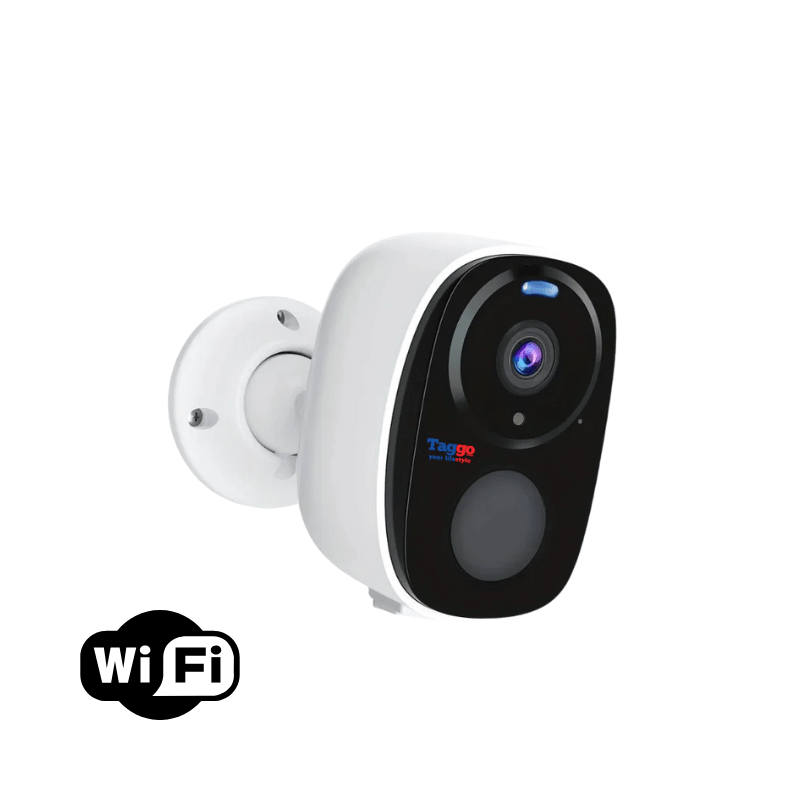 Camera de supraveghere WIFI 2K 4MP Taggo.ro, cu baterie, control din aplicație, rezistentă la apă IP66, imagine clară și detaliată.
