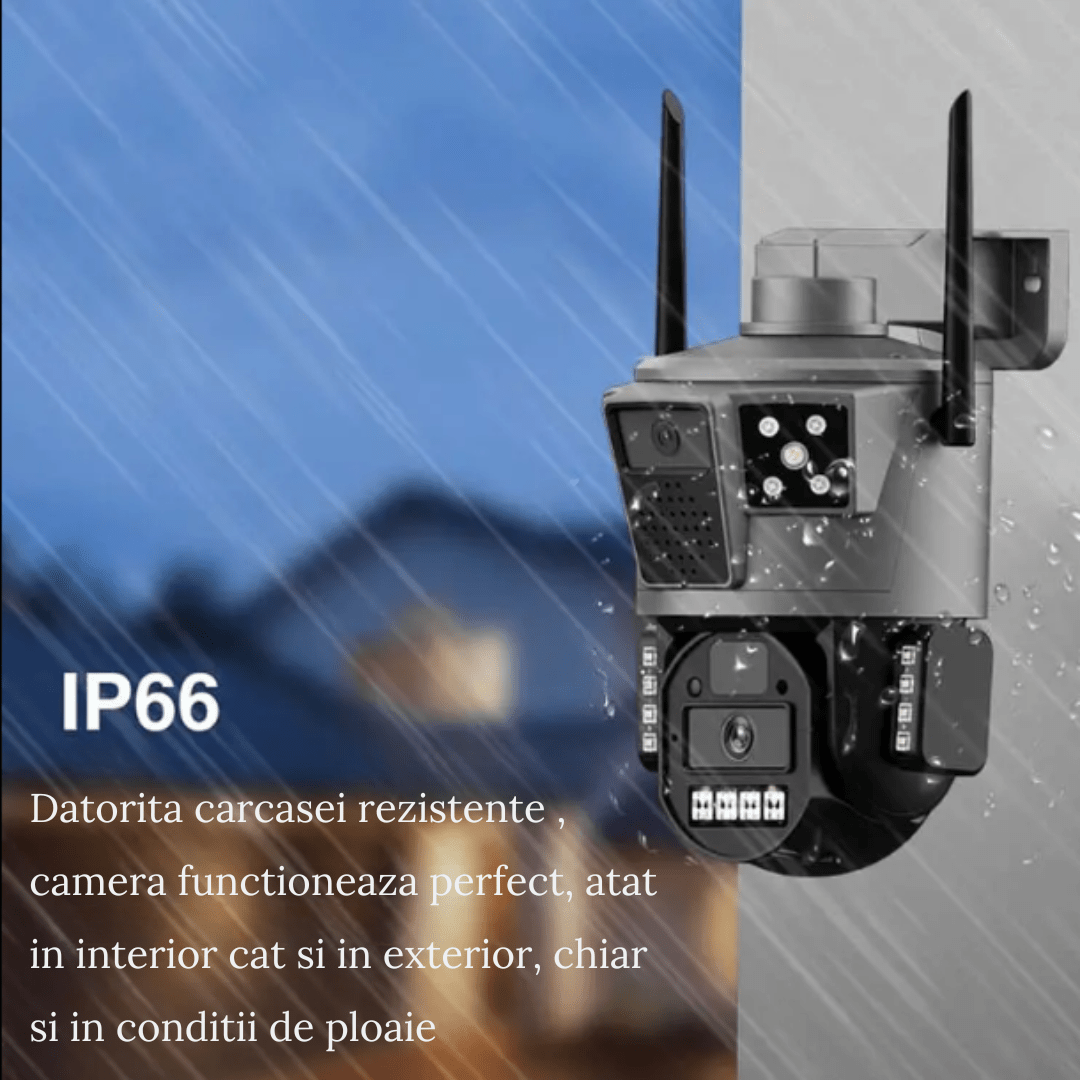 Camera de supraveghere 4G Taggo.ro cu viziune nocturnă, rezistentă la apă IP66, control din aplicație, cu cartelă SIM