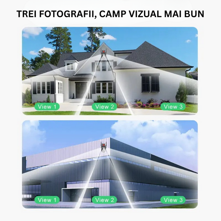 Camera de supraveghere WIFI, Zoom 10X, 3 Ecrane, Rezolutie 4K, Detectie umana, Urmarire automata, IP66 - Taggo.ro