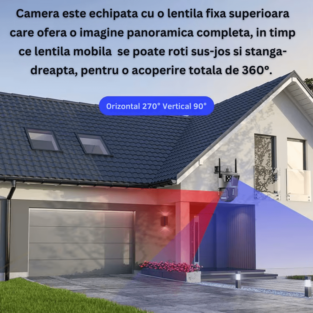Camera de supraveghere solară 4G Taggo cu zoom 10X, lentilă fixă și pan-tilt pentru monitorizare 360°, rezistentă la apă IP66