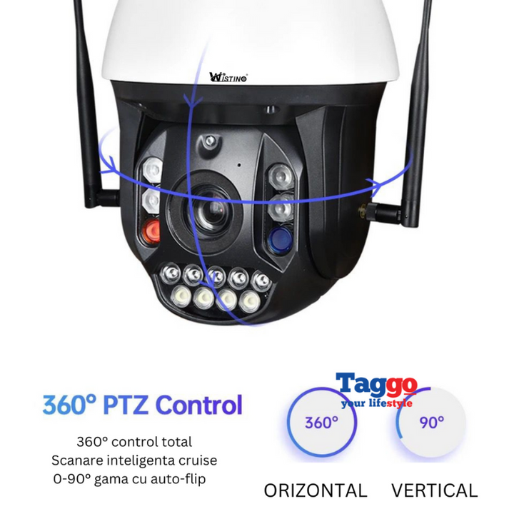 Camera Supraveghere 4G 4K Ultra HD 99X Optical ZOOM, Rotire Din Aplicatie 360, Rezistenta La Apa IP 66 - Taggo.ro