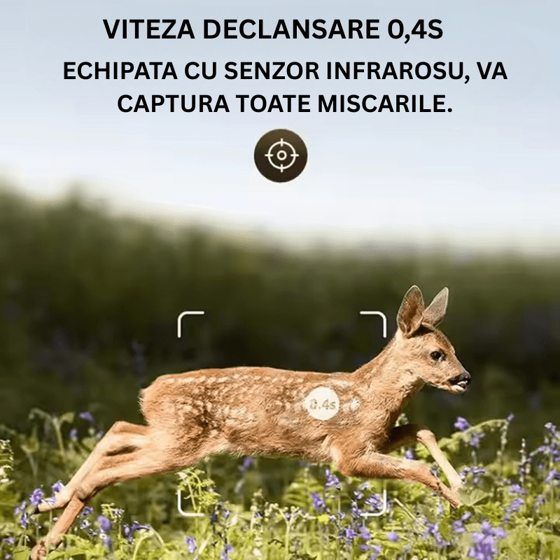 Camera de supraveghere Taggo.ro pentru vânătoare, cu camouflage, 4MP, detectare animale și comunicație bidirecțională.