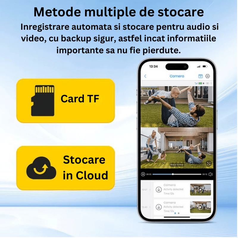 Camera de supraveghere WiFi Solara, 8MP 4K, zoom 99x, vedere nocturnă color, control din aplicație, negru.