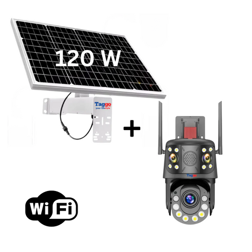 Camera Supraveghere cu Panou Solar si Conexiune WIFI, Rezolutie 9K ULTRA HD, Zoom Optic 100X, 5 Lentile, PTZ Exterior, 24/7