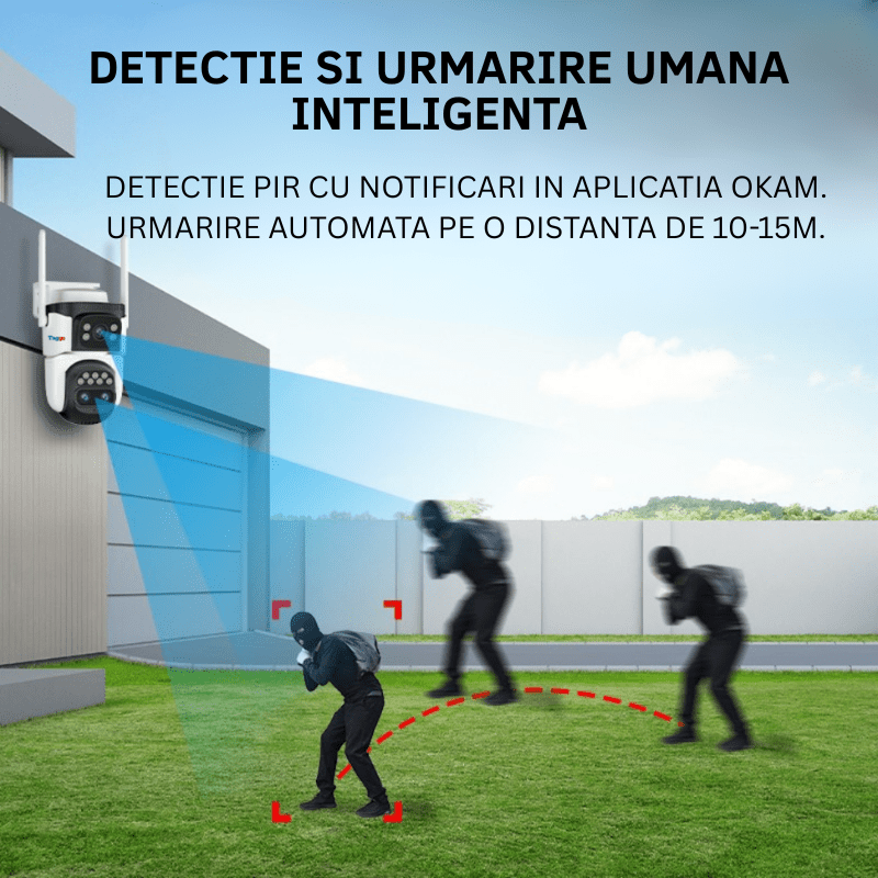 Camera de supraveghere WIFI VSTARCAM cu 3 lentile, 6K, zoom 10x, notificări, control aplicație și urmărire automată